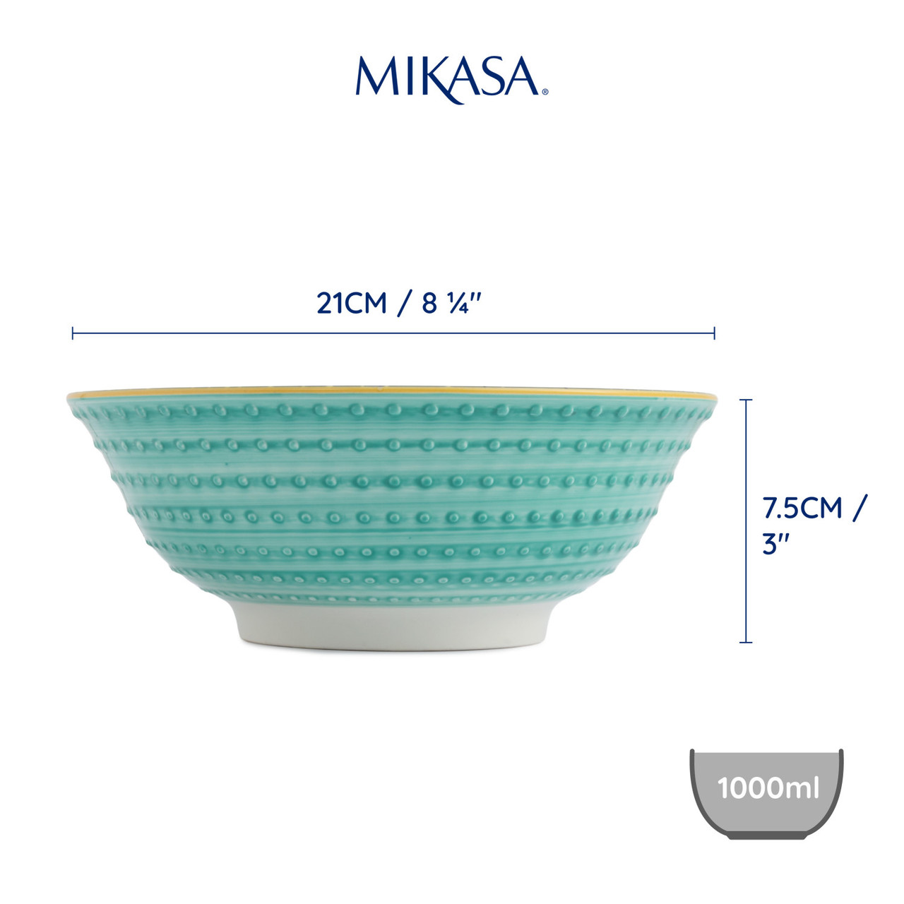 Miska Mikasa 21 cm modro-tyrkysový geometrický vzor, 900 ml, kamenina7